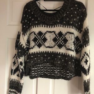 Free People Stripe Geometric Christmas Sweater